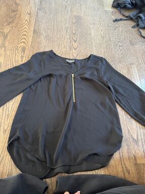 BOLD elements Black Blouse with Gold Zip Detail